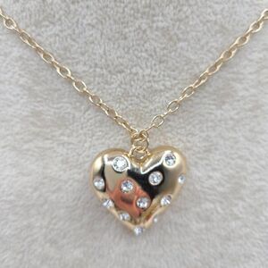 J Crew Factory Pave Puffy Gold Tone Heart NWT!  NEW!